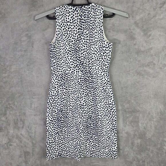 Womens J. Crew Sleeveless Black & White Polka Dot Sheath Dress 100% Cotton 0 - Picture 4 of 7